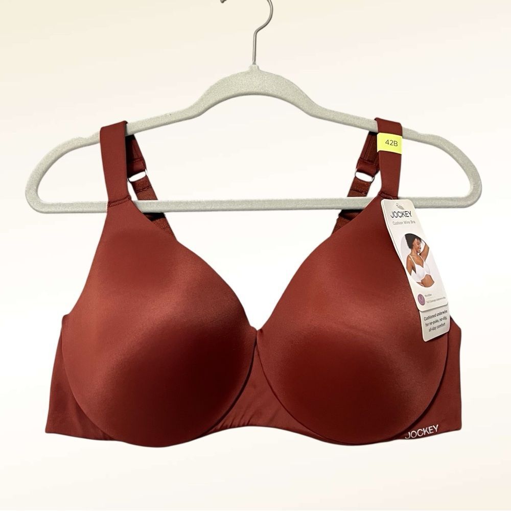 Jockey Cushion Wire Bra NWT Size 42B Brown Microfiber